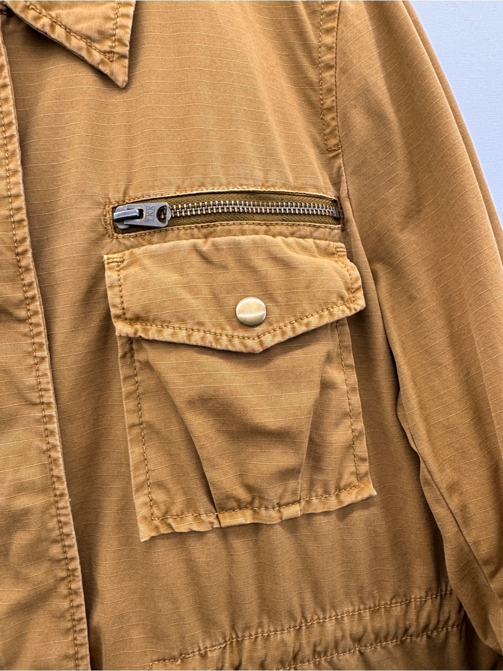 J. Crew Classic Twill Chino Utility Jacket Camel Tan Size Large Safari Preppy - Picture 9 of 10